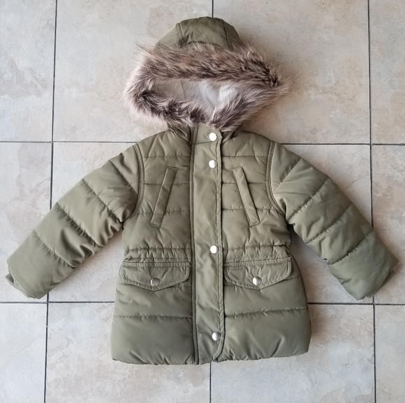 Carter's Faux Fur Trim Parka Puffer Coat 2T - Picture 2 of 8